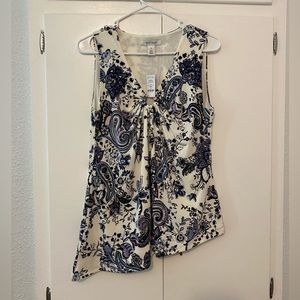 Dark blue floral medium White House Black Market shirt